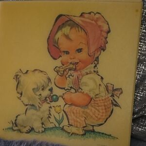 Vintage Baby and Puppy Illustration